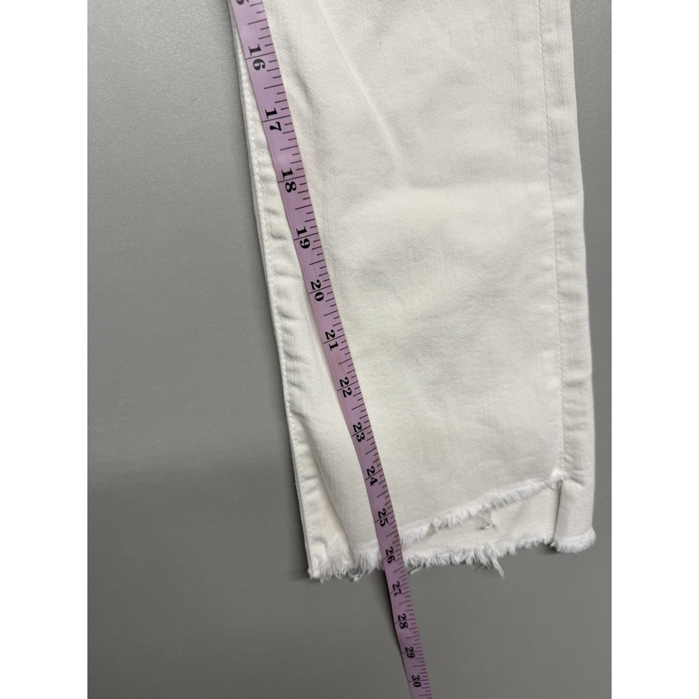 MOTHER The Insider Crop Step Fray Jeans Cream Puffs White Raw Hem Cropped Sz 27 - Picture 8 of 14